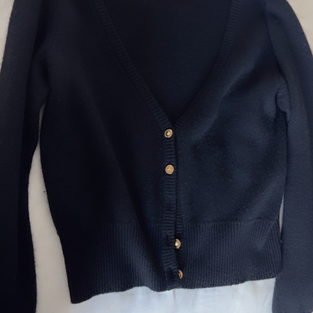 Versace Women's Black Cardigan V-Neck  with 5 Gold Medusa  Buttons . - Picture 2 of 12
